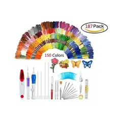 OFERTABKN - Kit 187 Agujas Mágicas E Hilos Para Bordar 150 Colores