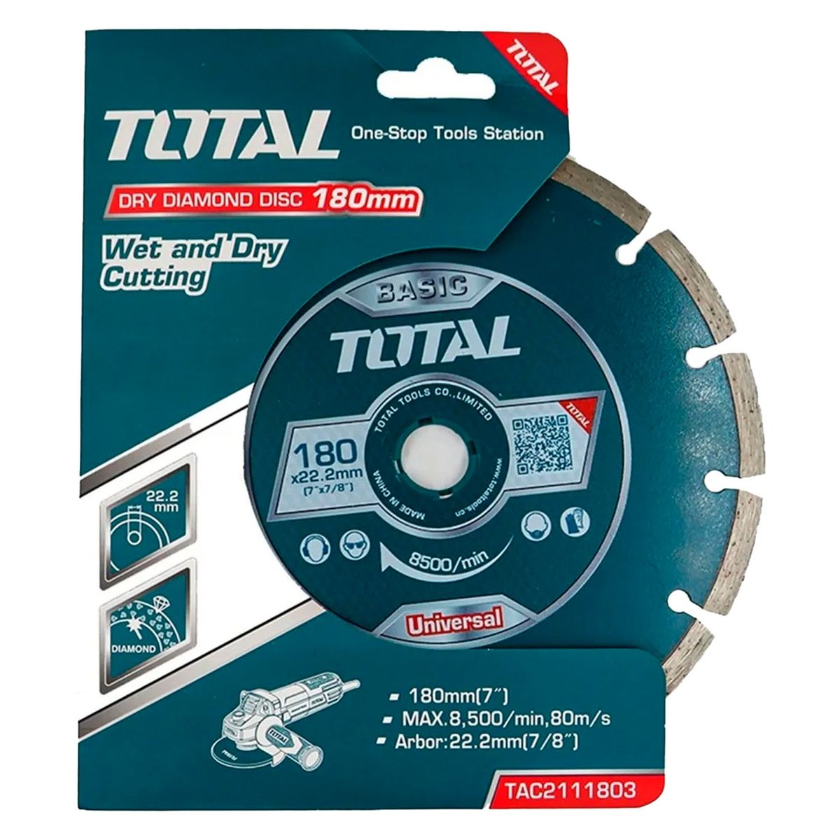TOTAL TOOLS - Disco Diamantado Segmentado Corte Seco 7 180mm