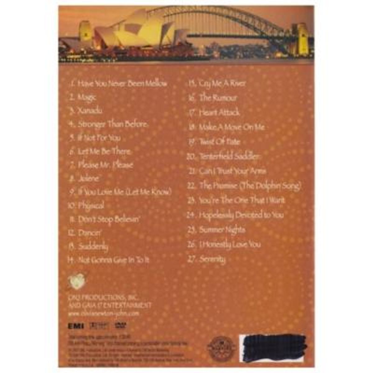 HITWAY MUSIC - OLIVIA NEWTON JOHN - LIVE AT SYDNEY OPERA HOUSE - DVD HITWAY MUSIC