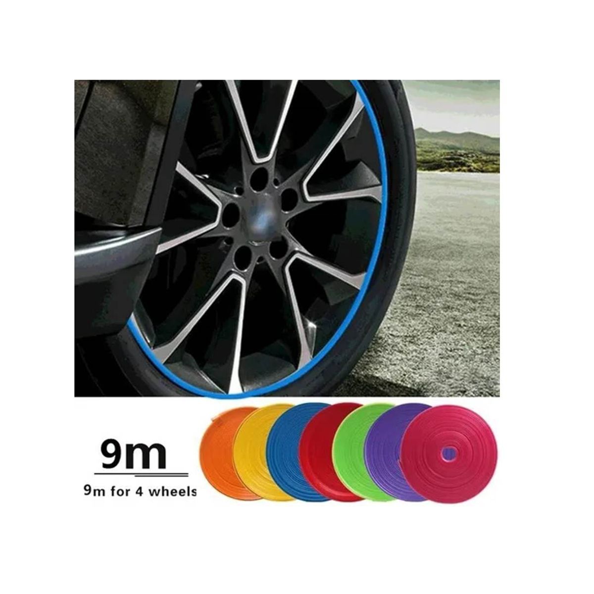 GENERICO - Moldura Protectora De Llantas 9 Metros Autoadhesivo 223019
