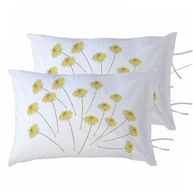 MARGARITA SCHEEL BY CASA ALVARINHO - PACK 2 FUNDAS ALMOHADA FLORCITAS AMARILLAS 50X70