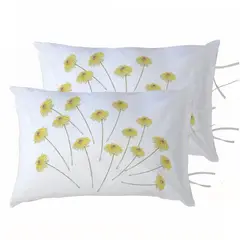 MARGARITA SCHEEL BY CASA ALVARINHO - PACK 2 FUNDAS ALMOHADA FLORCITAS AMARILLAS 50X70