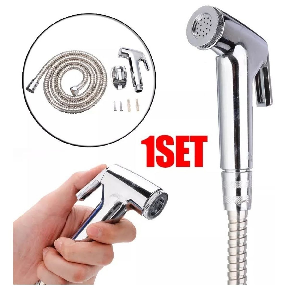 GENERICO - Ducha Bidet Arabe Soporte Con Manguera Flexible Wc Baño