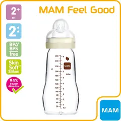 MAM - Mamadera de Vidrio Feel Good 260ml Crema