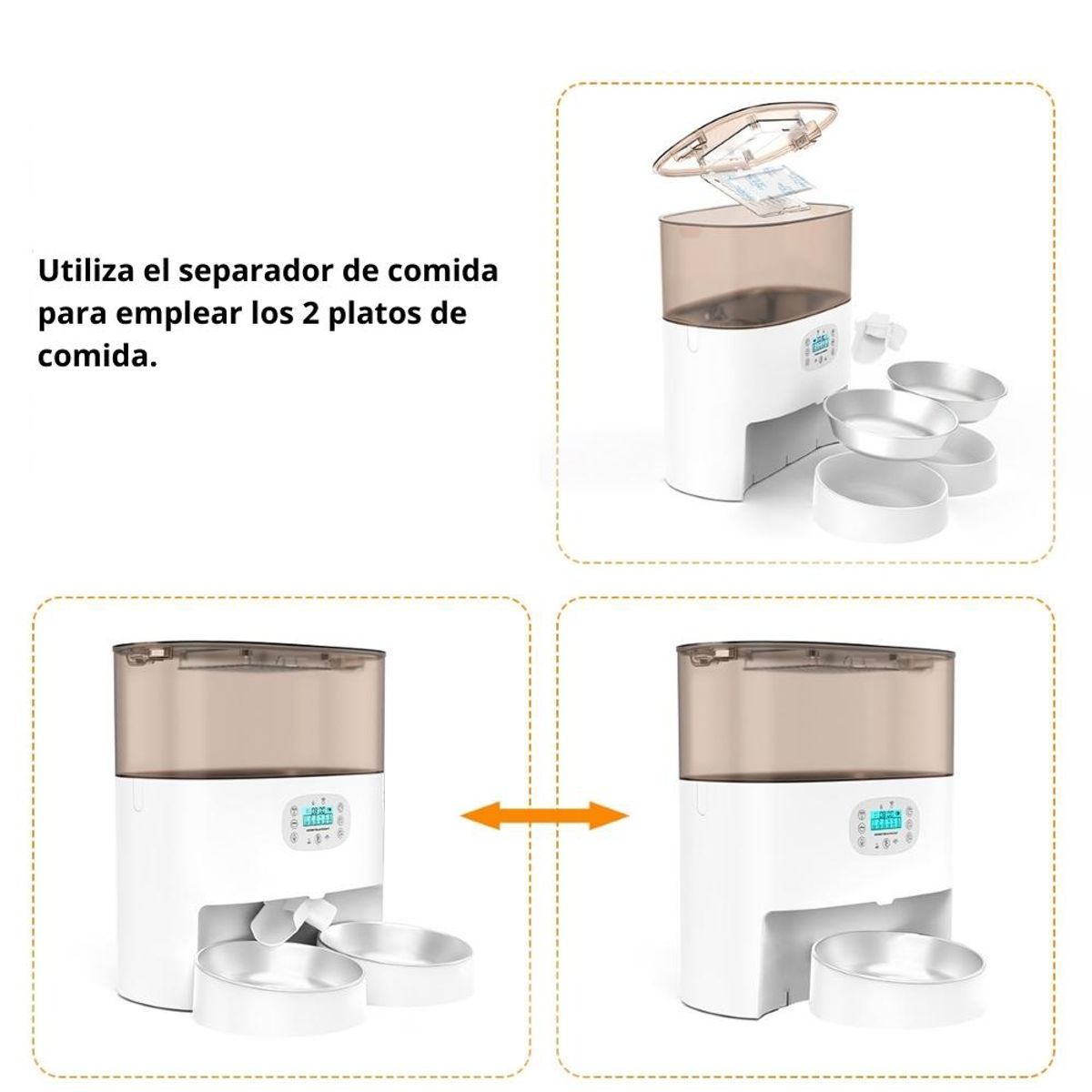 GENERICO - Dispensador Automático Comida Gato Doble Plato 5.6 L Blanco