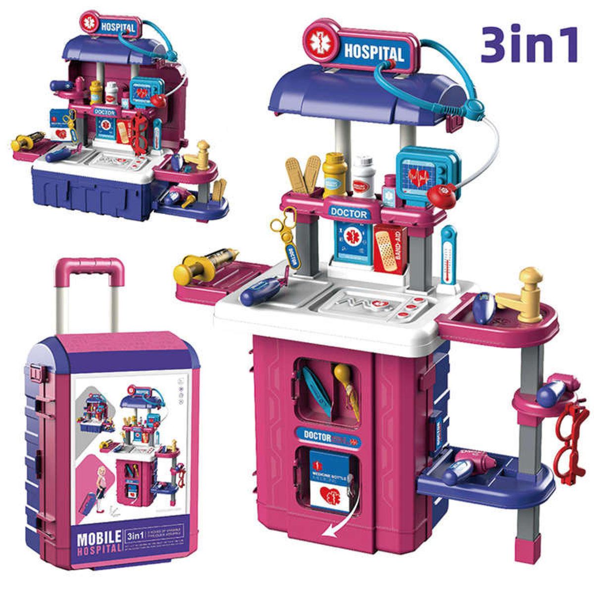 GENERICO - Juguete Set Maleta Doctor 38 Piezas 4 En 1 Morado Infantil