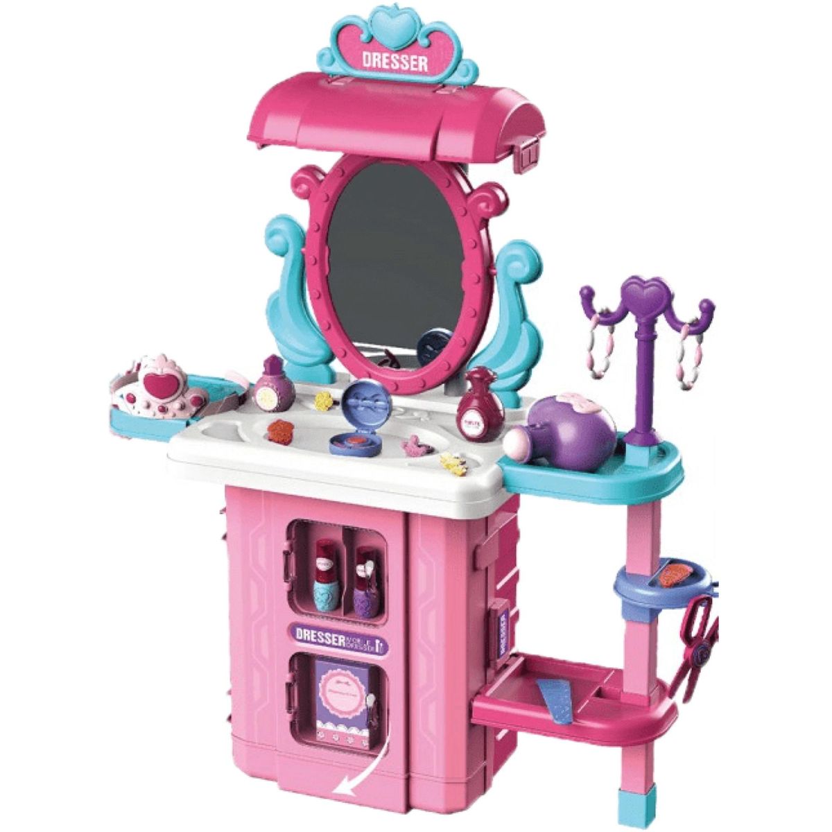 GENERICO - Juguete Set Maleta Tocador 38 Piezas 3 En 1 Rosado Infantil