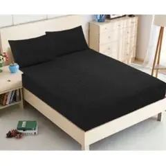 GENERICO - Cubrecolchon Acolchado 1 1/2 Plazas + 1 Funda de Cojín - Negro