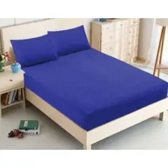 GENERICO - Cubrecolchon Acolchado 1 1/2 Plazas + 1 Funda de Cojín - Azul Rey