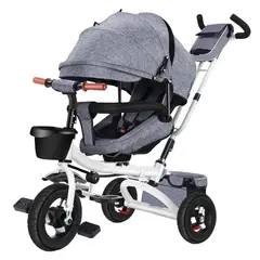 LUBABYCAS - Triciclo Reversible Y Plegable Con Accesorios Gris