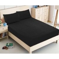 Cubrecolchon Acolchado 2 Plazas + 2 Funda de Cojín - Negro