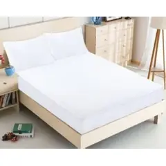 GENERICO - Cubrecolchon Acolchado 2 Plazas + 2 Funda de Cojín - Blanco