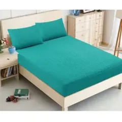 GENERICO - Cubrecolchon Acolchado King + 2 Funda de Cojín - Turquesa
