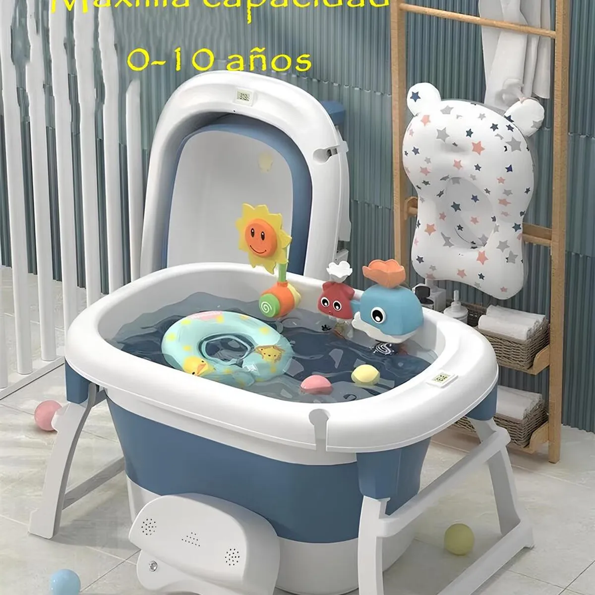 LUBABYCAS - Bañera Con Cojin Termómetro Accesorios Verde Lubabycas