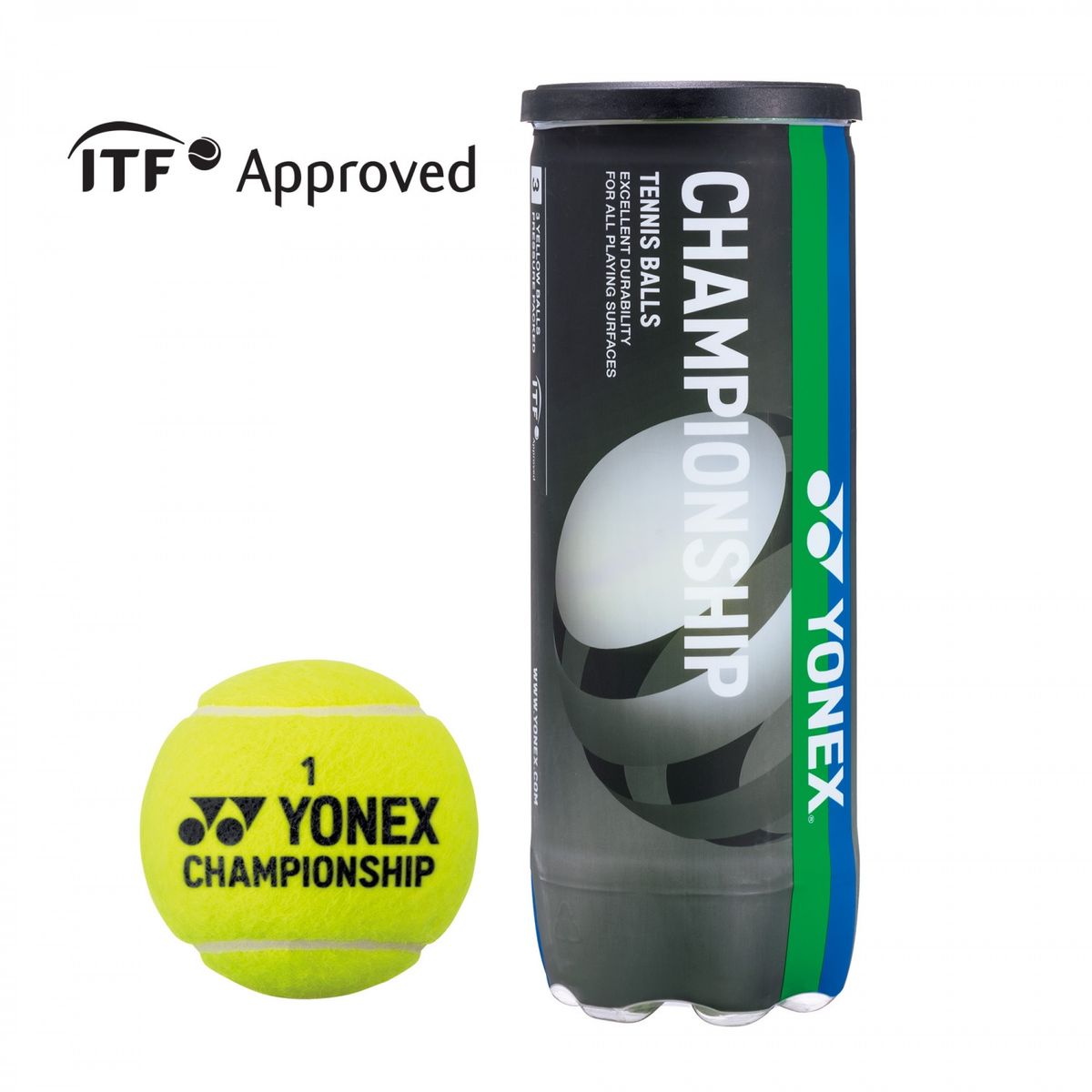 YONEX - PELOTA DE TENIS YONEX CHAMPIONSHIP BLACK ITF X3