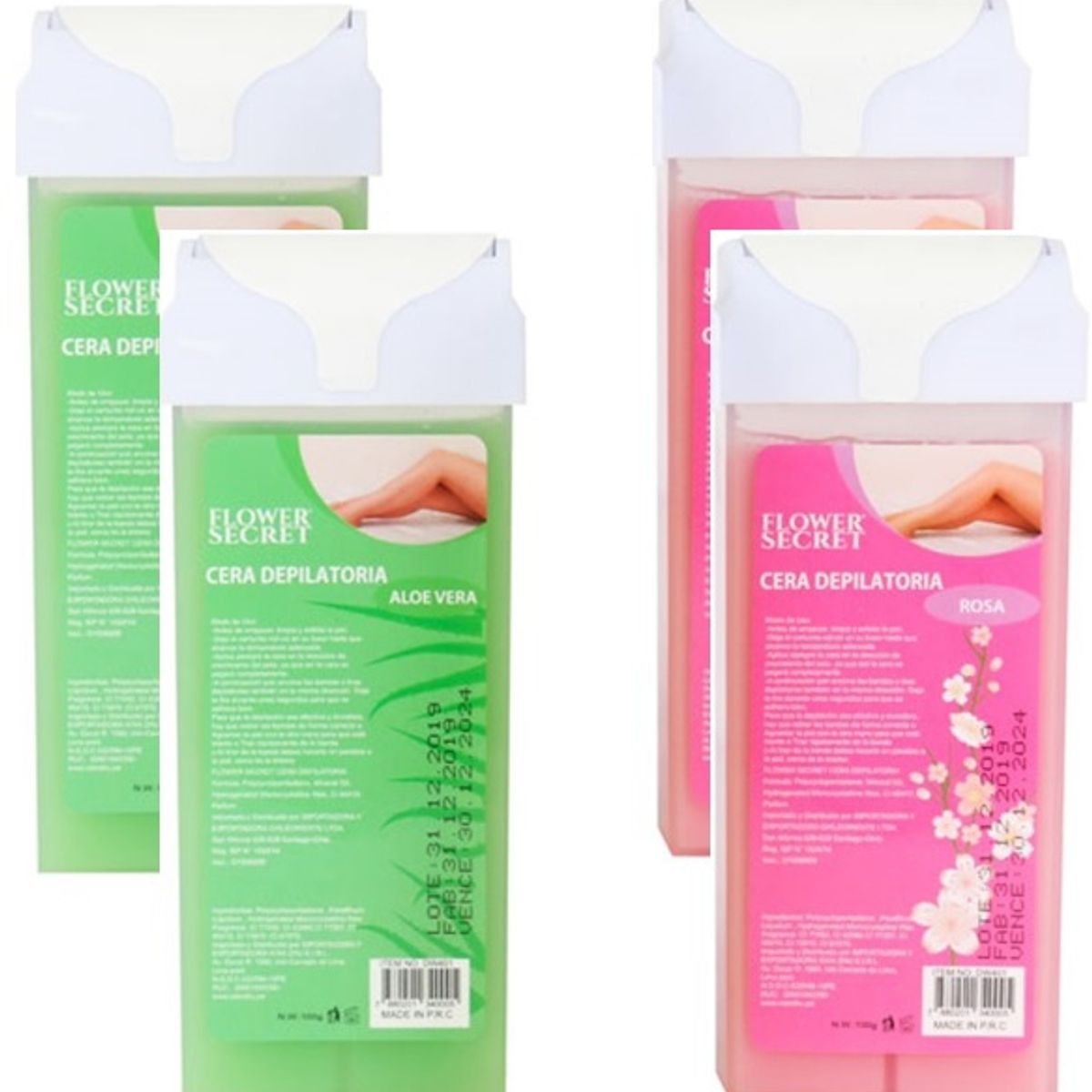 GENERICO - Pack 4 Cartucho de Cera Depilatoria (2 Rosa, 2 Aloe)