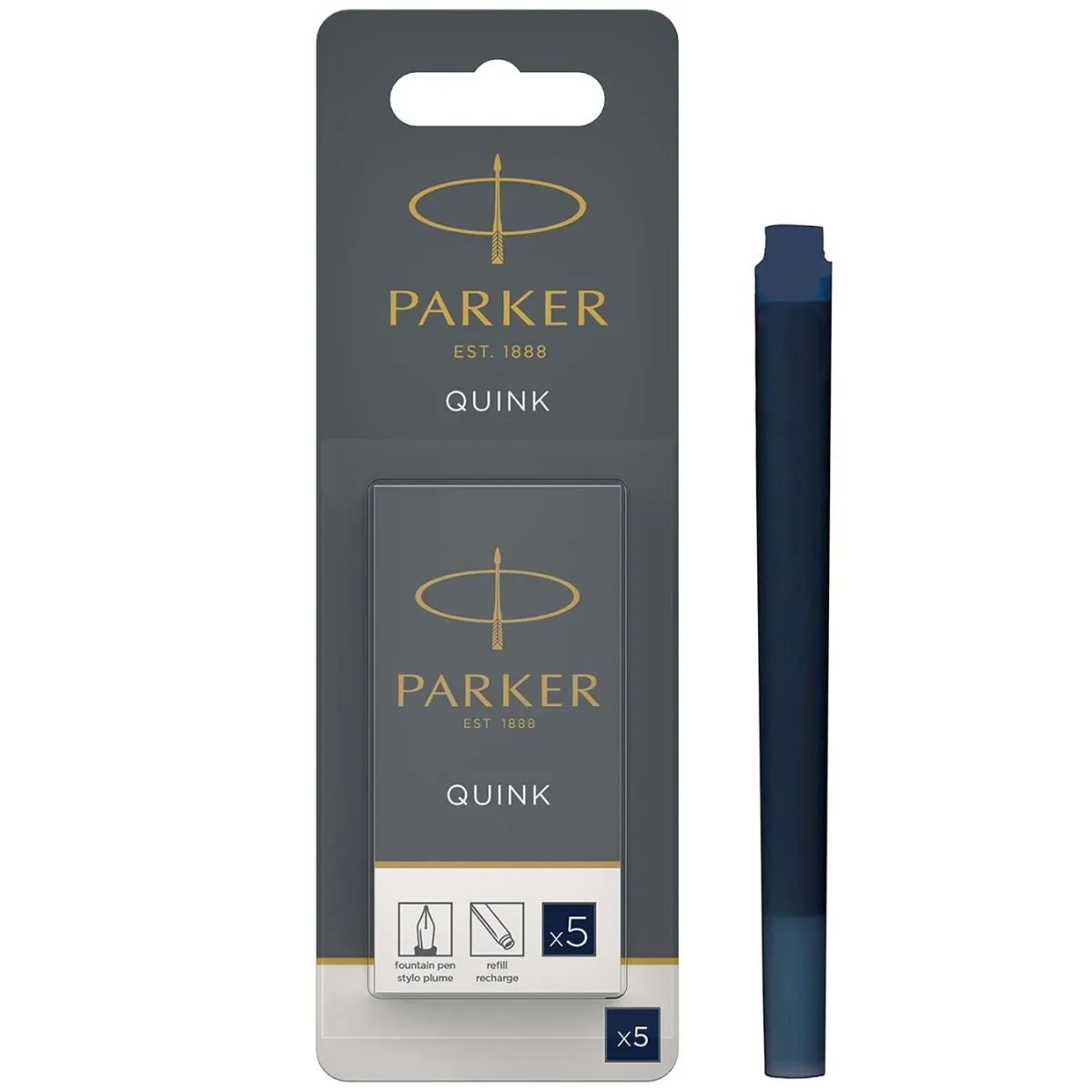 PARKER - Cartuchos De Tinta Para Pluma Quink Parker x5 Azul Oscuro