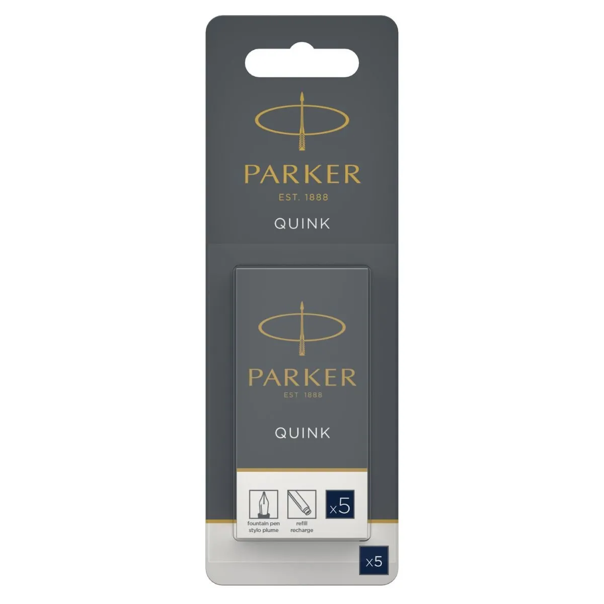PARKER - Cartuchos De Tinta Para Pluma Quink Parker x5 Azul Oscuro