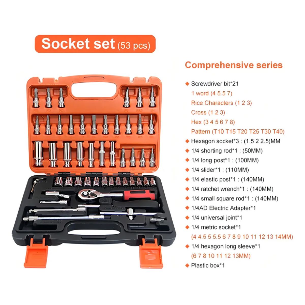 GENERICO - Juego de Dados 53 Piezas con Chicharra - Ideal para Taller, Auto y Hogar