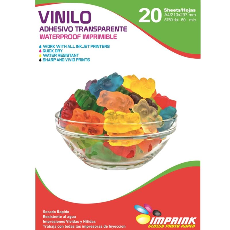 IMPRINK - Vinilo Adhesivo Transparente no cristalinoWaterproof A420h