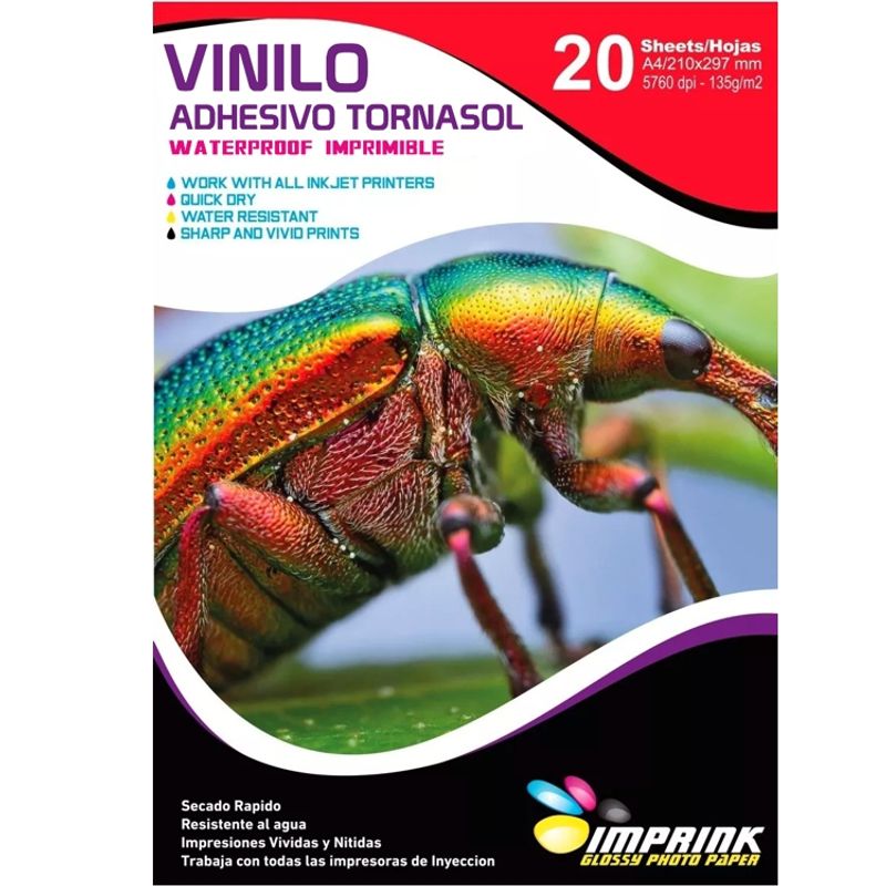 IMPRINK - Vinilo Adhesivo Tornasol Holografico Imprimible A420hojas