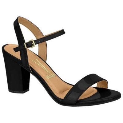 Sandalia Mujer Efecto Charol Negro