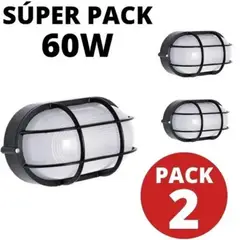 MEGABRIGHT - Foco Tortuga Led Negro Luz Cálida Ext Rejilla Pack 2