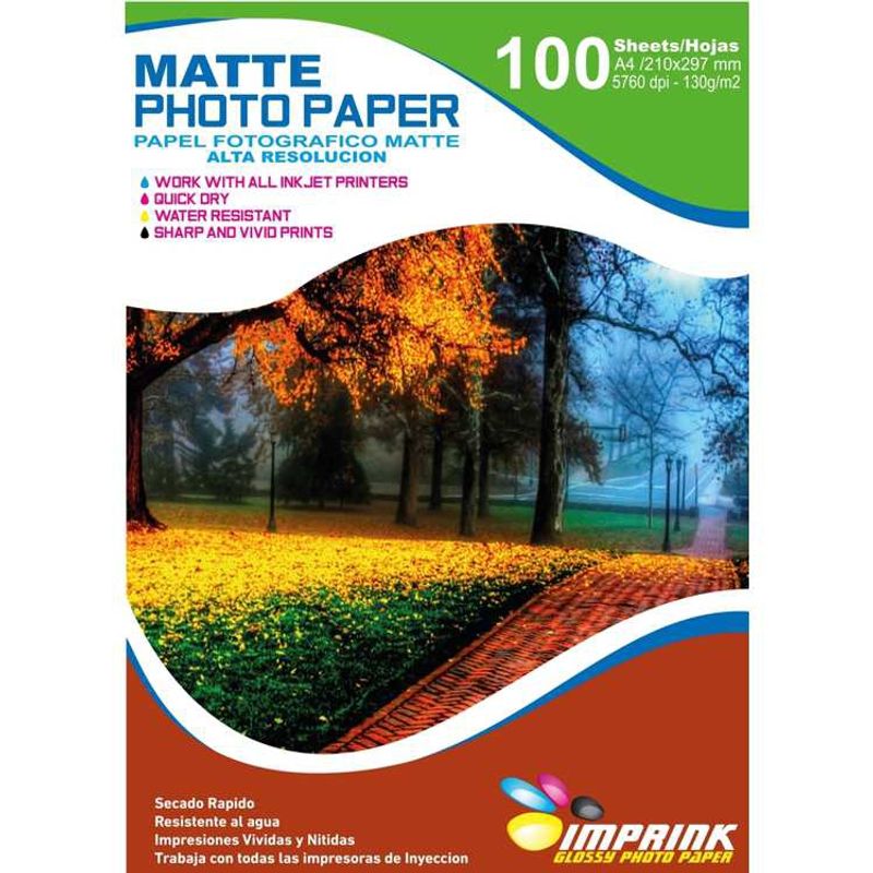 IMPRINK - Papel Fotográfico Matte Alta Resolución A4 130gr 100h