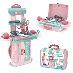 SPACEZAT - Maletin Doctor de Juguete Little Doctor 3en1 Rosa