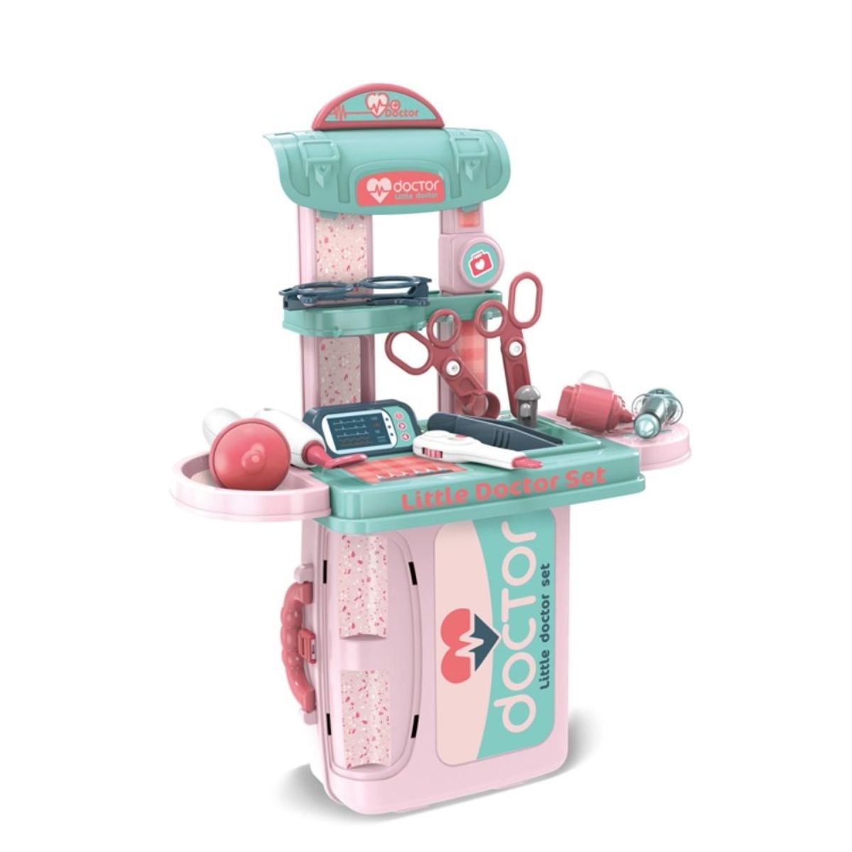 SPACEZAT - Maletin Doctor de Juguete Little Doctor 3en1 Rosa