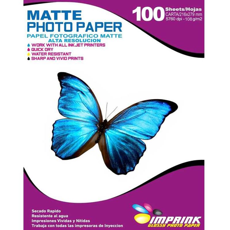 IMPRINK - Papel Alta Resolución Matte Carta / 108g / 100 Hojas