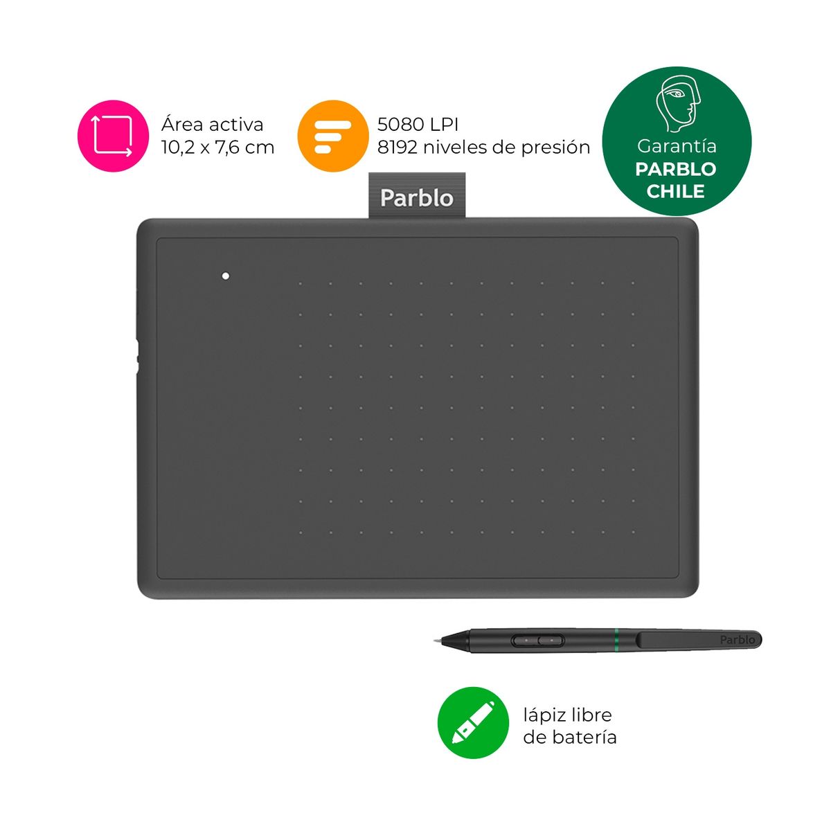 PARBLO - Tableta Gráfica Parblo Ninos N4 Black