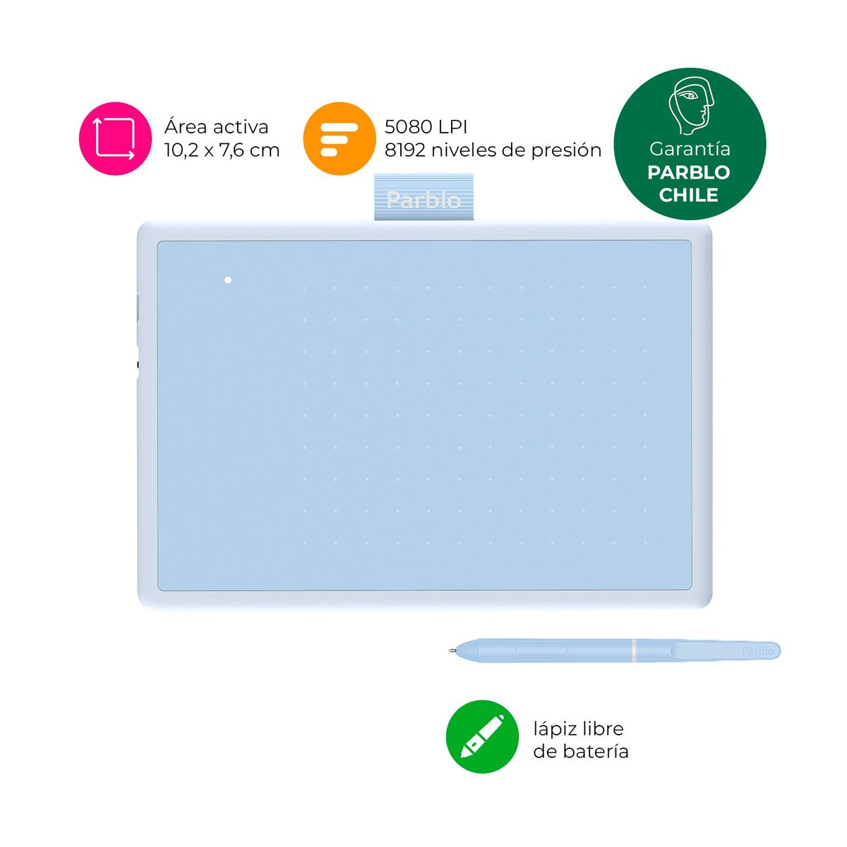 PARBLO - Tableta Gráfica Parblo Ninos N4 Light Blue