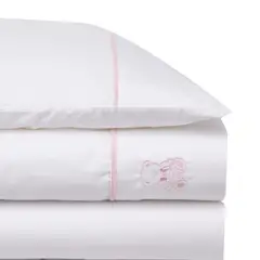 NINA HERRERA - Sábana Cuna Bordada Osito Rosado 220 Hilos