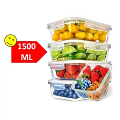 GENERICO - Taper Tupper Hermético Vidrio Comida 1500ml