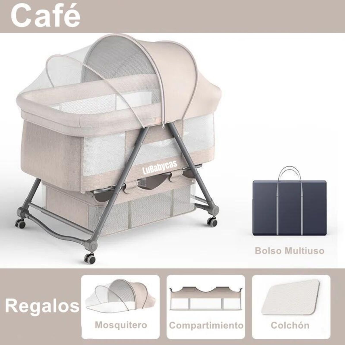 LUBABYCAS - Cuna Bebé Con Accesorios Café By Lubabycas