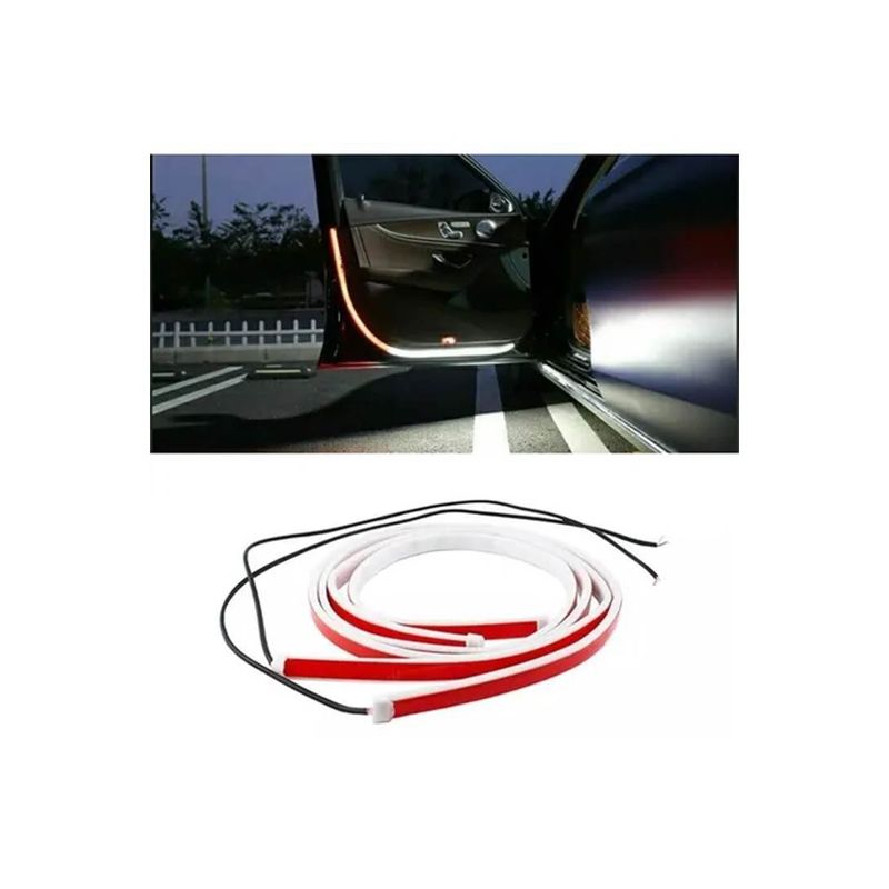GENERICO - Par Tira Led Blanco Y rojo Advertencia Puerta Auto