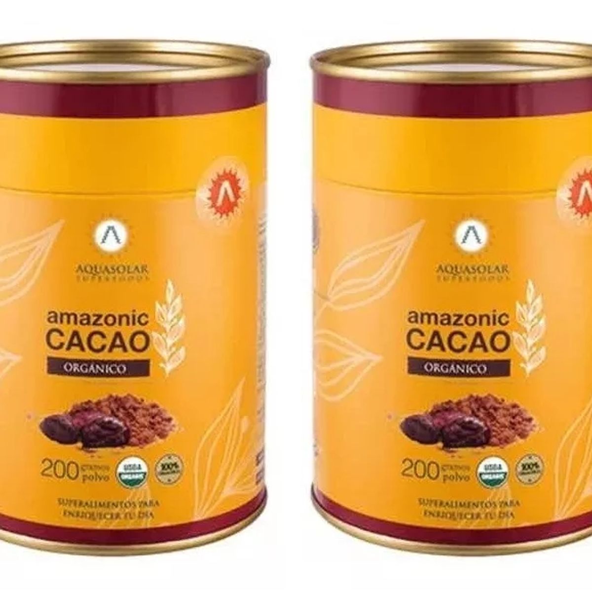 AQUA SOLAR - Pack Amazonic Cacao Polvo Orgánico Aq Certificado 2x200 Grs