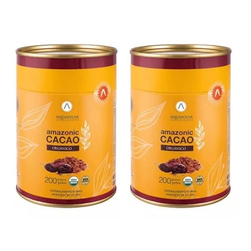 AQUA SOLAR - Pack Amazonic Cacao Polvo Orgánico Aq Certificado 2x200 Grs