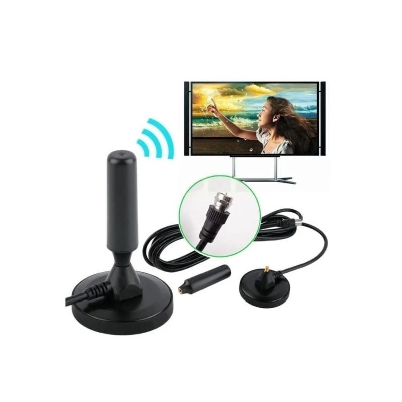 GENERICO - Antena Tv Digital Abierta Hd Tvd Interior 360 Coaxial