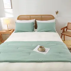 DEKOHOME - Piecera Algodón acolchada 210x70cm incluye 02 fundas de almohada