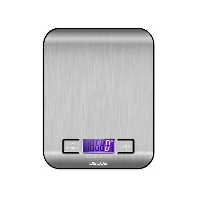 DBLUE - Pesa de Cocina Digital 5kg Acero Inoxidable Dblue