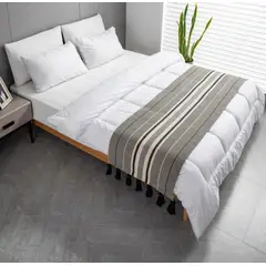 DEKOHOME - Piecera Algodón rayada con borlas 210x60cm