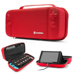 TOMTOC - Estuche De Viajes- Nintendo Switch( Para 24 Tarjetas) - Rojo