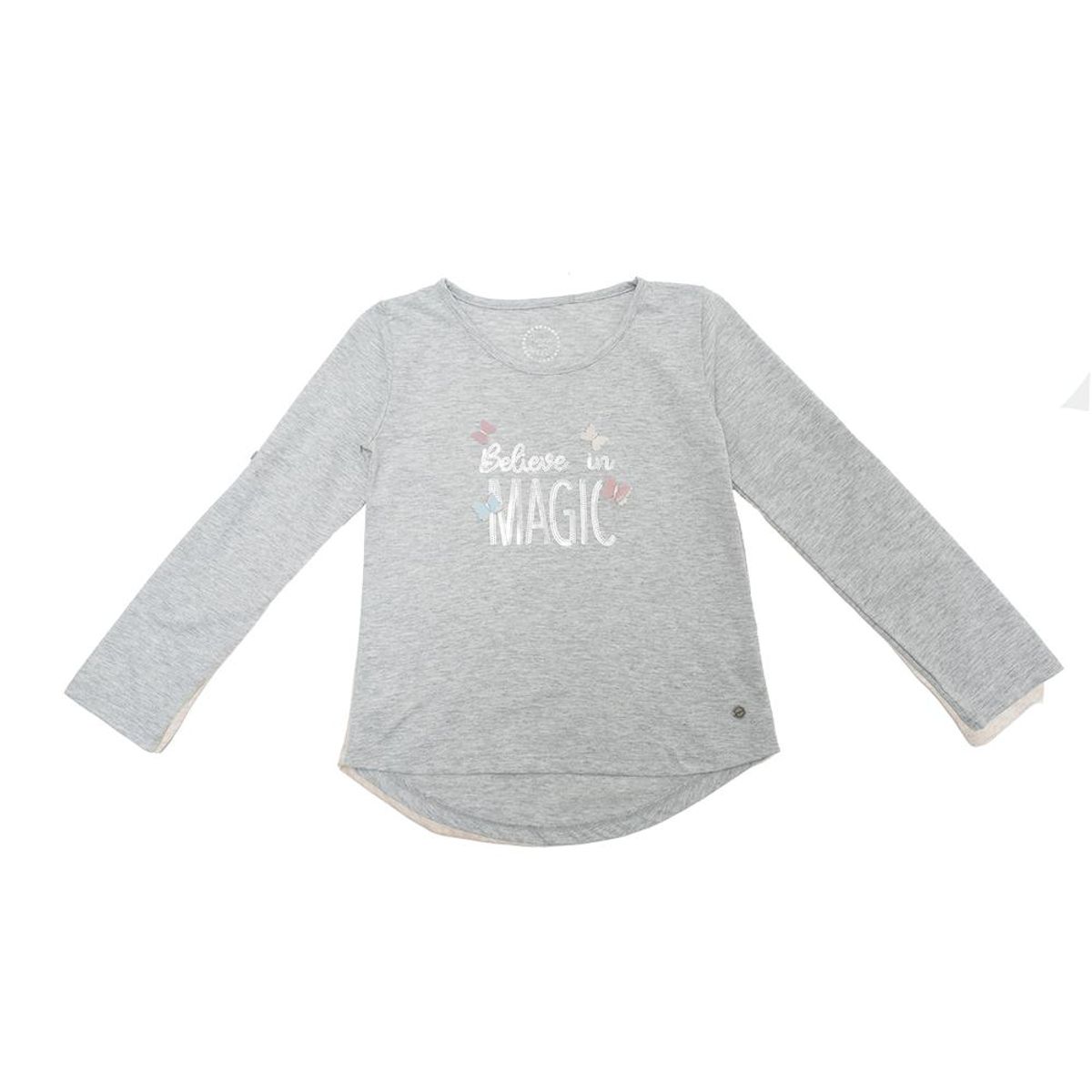 PILLIN - Polera Manga Larga Niña Gris Claro Pillin - Gris Claro