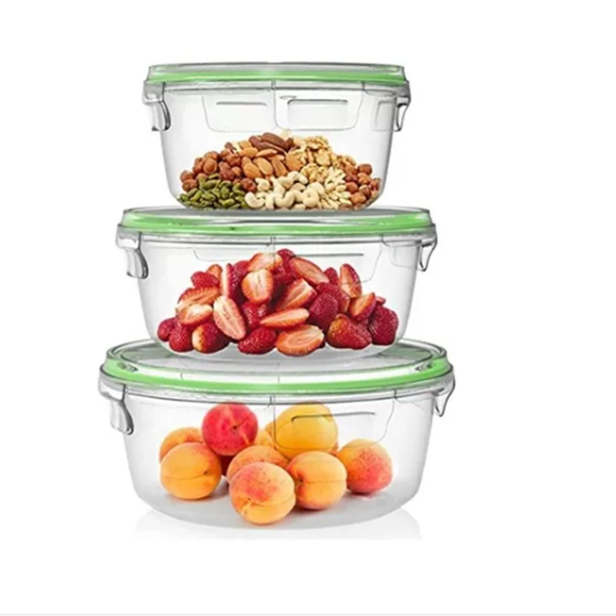 GENERICO - Set 3 Taper De Vidrio Hermético Circular Tupper Contenedor Comida.