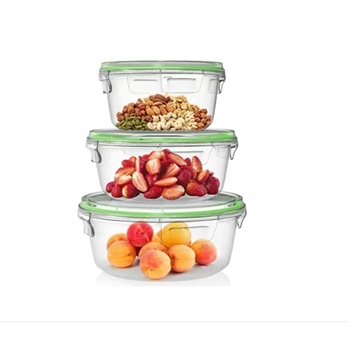 GENERICO - Set 3 Taper De Vidrio Hermético Circular Tupper Contenedor Comida.