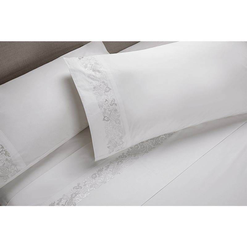 ROSEN - Sábana Rosen 300 Hilos Algodón Bordada Blanco King