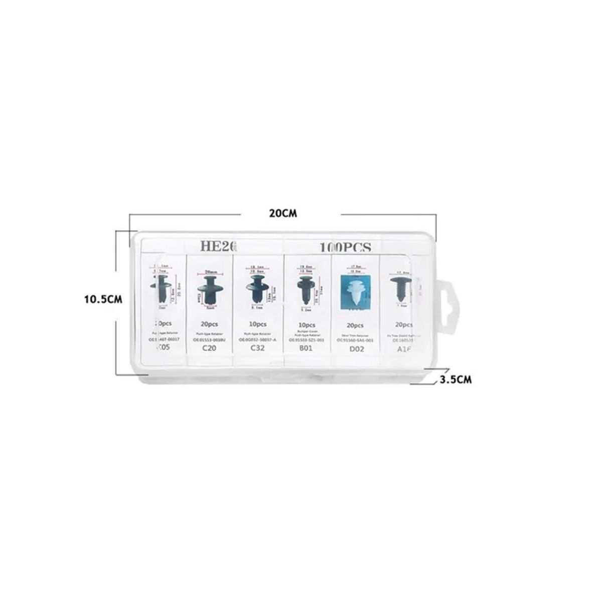 GENERICO - Caja 100 Clips Broche Retencion Lata Plastico Auto Tapabarro