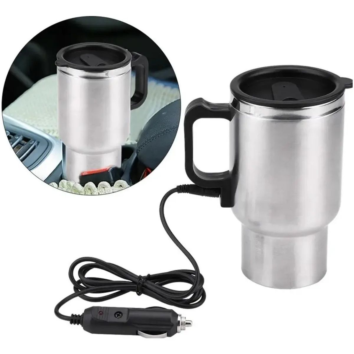 IRM - Vaso Termico Para Auto Acero Inoxidable Tazon Mug Calentador Conector Vehiculo Sku Figoimport